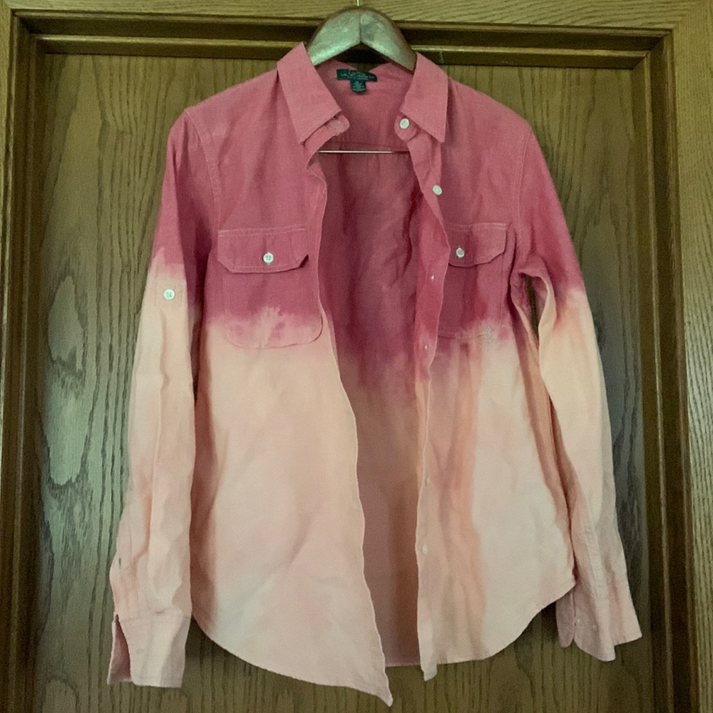 Ralph Lauren womens size medium button down red & cream shirt